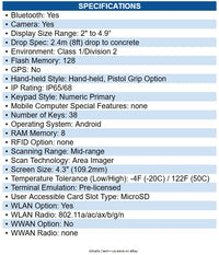 Honeywell CK67-X0N-58A1B1G CK67 Mobile Computer WIFI6E, 38key, 8GB/128GB