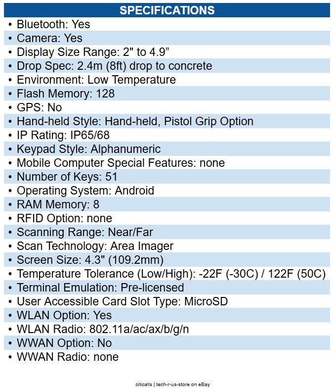 Honeywell CK67-X0N-5EC1A2G CK67 Mobile Computer WIFI6E, 51key, 8GB/128GB