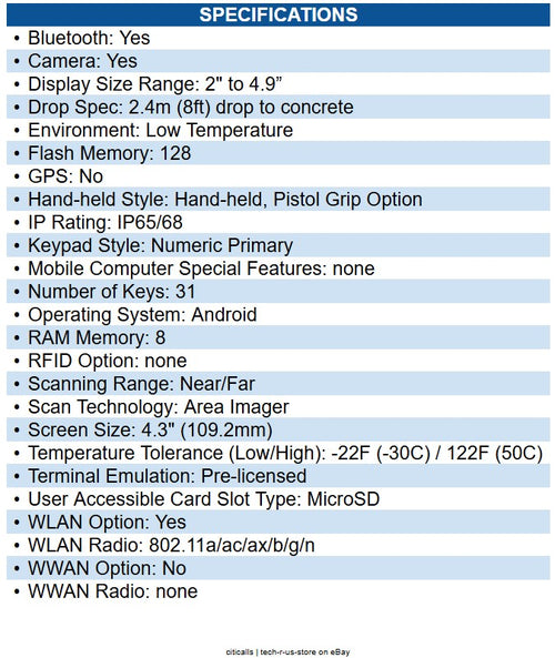 Honeywell CK67-X0N-5EC1C2G CK67 Mobile Computer [WIFI6E, 31key, 8GB/128GB