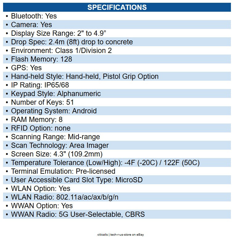 Honeywell CK67-X1N-58A1A1G CK67 Mobile Computer 5G, 4G, 3G, 2G, LTE Advanced