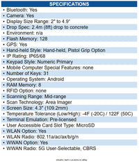 Honeywell CK67-X1N-58A1C1G CK67 Mobile Computer 5G, WIFI6E, 31key, 8GB/128GB