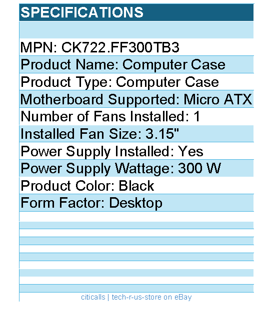 In Win CK722.FF300TB3 Computer Case - 300 W - Power Supply Installed