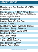 Thermaltake CL-F191-PL14SW-A CT140 EX ARGB Sync PC Cooling Fan White 3xFan