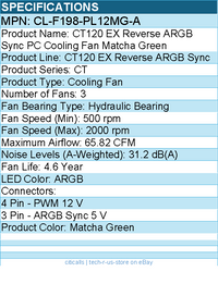 Thermaltake CL-F198-PL12MG-A CT120 EX Reverse ARGB Sync PC Cooling Fan