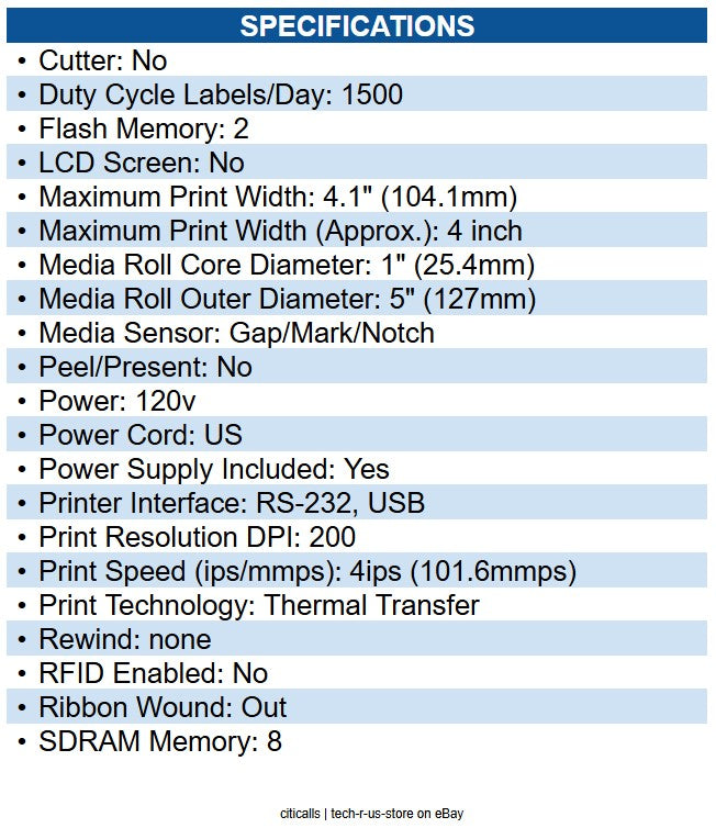 Citizen CL-S621IINNUBK CL-S621II Direct Thermal / Thermal Transfer Label Printer