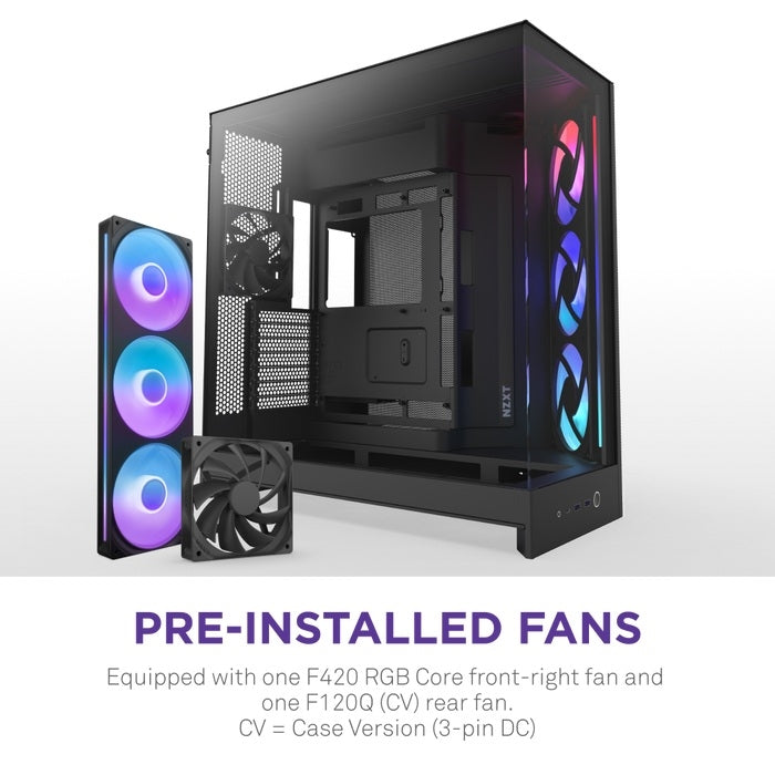 NZXT CM-H92FB-R1 Computer Case - H9 FLOW RGB Mid Tower Tinted TG Black Retail