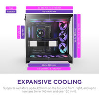NZXT CM-H92FB-R1 Computer Case - H9 FLOW RGB Mid Tower Tinted TG Black Retail