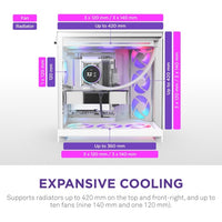 NZXT CM-H92FW-P1 Computer Case - H9 FLOW RGB+ Mid Tower Clear TG White Retail