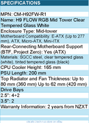 NZXT CM-H92FW-R1 Computer Case - H9 FLOW RGB Mid Tower Clear TG White Retail