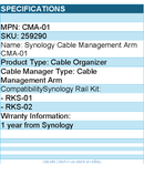 Synology CMA-01 Cable Management Arm Retail for RKS-02