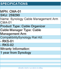 Synology CMA-01 Cable Management Arm Retail for RKS-02