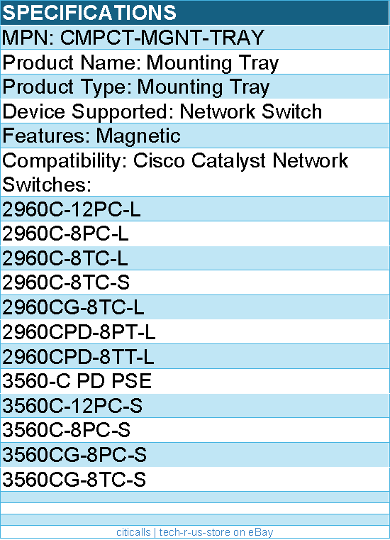 Cisco CMPCT-MGNT-TRAY Mounting Tray for Catalyst Network Switches