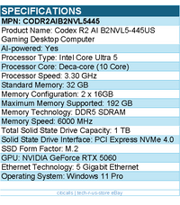 MSI CODR2AIB2NVL5445 Codex R2 AI B2NVL5-445US Gaming Desktop Computer