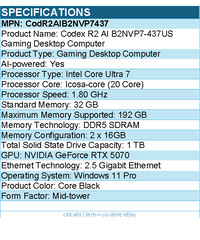 MSI CODR2AIB2NVP7437 Codex R2 AI B2NVP7-437US Gaming Desktop Computer