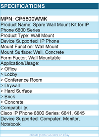 Cisco CP6800WMK Wall Mount for IP Phone - for Cisco IP Phone 6800 Series