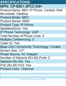 Cisco CP-6851-3PCC-K9= 6851 IP Phone -Corded -Wall Mountable, Desktop -Charcoal