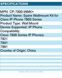 Cisco CP-7800-WMK= Wall Mount for Cisco 7800 Series IP Phones