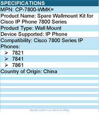 Cisco CP-7800-WMK= Spare Wallmount Kit for Cisco IP Phone 7800 Series