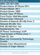 Cisco CP-7811-K9= 7811 IP Phone - Corded - Wall Mountable - Charcoal