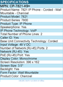 Cisco CP-7821-K9= 7821 IP Phone - Corded - Wall Mountable - Charcoal