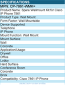 Cisco CP-7861-WMK= Spare Wallmount Kit for Cisco IP Phone 7861
