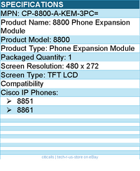 Cisco CP-8800-A-KEM-3PC= 8800 Phone Expansion Module for 8851, 8861 IP Phones