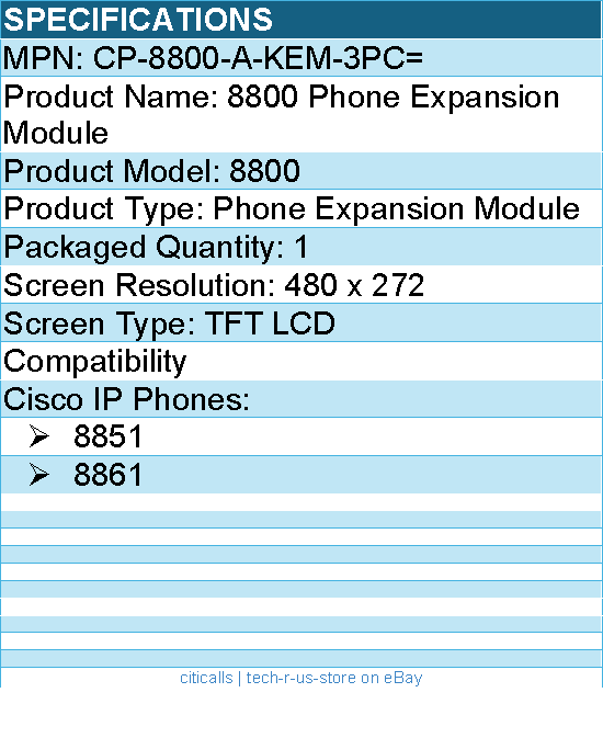 Cisco CP-8800-A-KEM-3PC= 8800 Phone Expansion Module for 8851, 8861 IP Phones