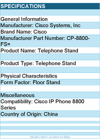 Cisco CP-8800-FS= Telephone Stand - for Cisco IP Phone 8800 Series