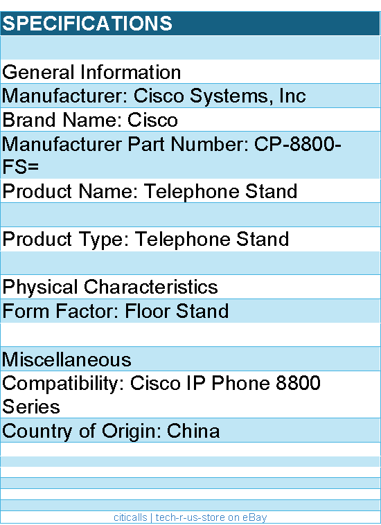 Cisco CP-8800-FS= Telephone Stand - for Cisco IP Phone 8800 Series