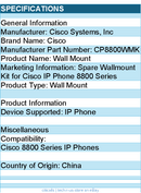 Cisco CP8800WMK Wall Mount for IP Phone - for Cisco IP Phone 8800 Series