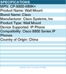 Cisco CP-8800-WMK= Wallmount Kit for Cisco IP Phone 8800 Series