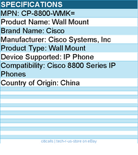 Cisco CP-8800-WMK= Wallmount Kit for Cisco IP Phone 8800 Series