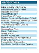 Cisco CP-8841-3PCC-K9= 8841 IP Phone - Corded - Corded - Wall Mountable, Desktop