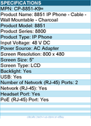 Cisco CP-8851-K9= 8851 IP Phone - Cable - Wall Mountable - Charcoal