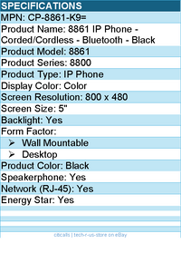 Cisco CP-8861-K9= 8861 IP Phone - Corded/Cordless - Bluetooth - Black