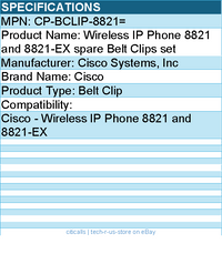 Cisco CP-BCLIP-8821= Wireless IP Phone 8821 and 8821-EX spare Belt Clips