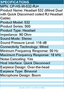 Cisco CP-HS-W-532-RJ= Headset 532 - Wired Dual with Quick Disconnect