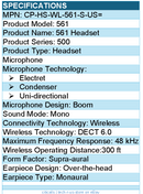 Cisco CP-HS-WL-561-S-US= 561 Headset - Mono - Wireless - DECT 6.0 - Supra-aural
