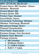 Cisco CP-HS-WL-562-M-US= 562 Headset - Stereo - Wireless - Bluetooth