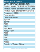 Cisco CP-PWR-CORD-NA= Standard Power Cord - for IP Phone 7900 Series