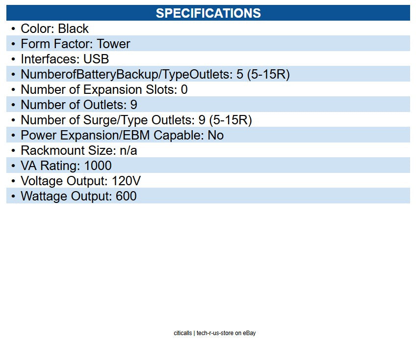 CyberPower CP1000AVRLCD 1000VA CP AVR LCD UPS 3 YR WTY; 9 OUT 120V 15A 5-15R