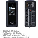 CyberPower CP1000AVRLCD Intelligent LCD UPS Systems - 1000VA/600W - 9 Outlets