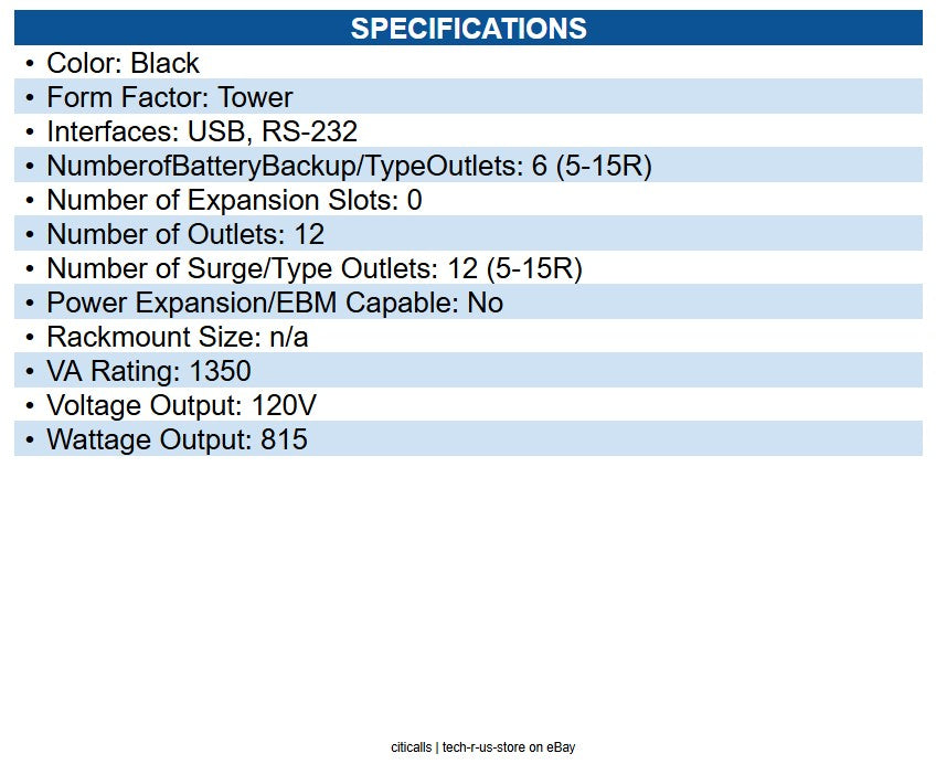 CyberPower CP1350AVRLCD3 1350VA Mini-tower AVR UPS