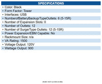 CyberPower CP1500AVRLCD3 1500VA Mini-tower AVR UPS