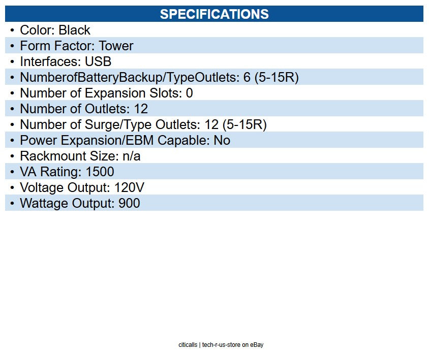 CyberPower CP1500AVRLCD3 1500VA Mini-tower AVR UPS