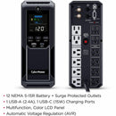 CyberPower CP1500AVRLCD3 Intelligent LCD UPS Systems - 1500VA/900W, 120 VAC