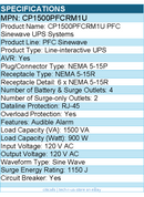 CyberPower CP1500PFCRM1U PFC Sinewave UPS Systems - 1500VA/900W, 120 VAC