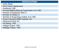 CyberPower CP1500PFCRM2U 1500VA/100W 2U Rackmount UPS