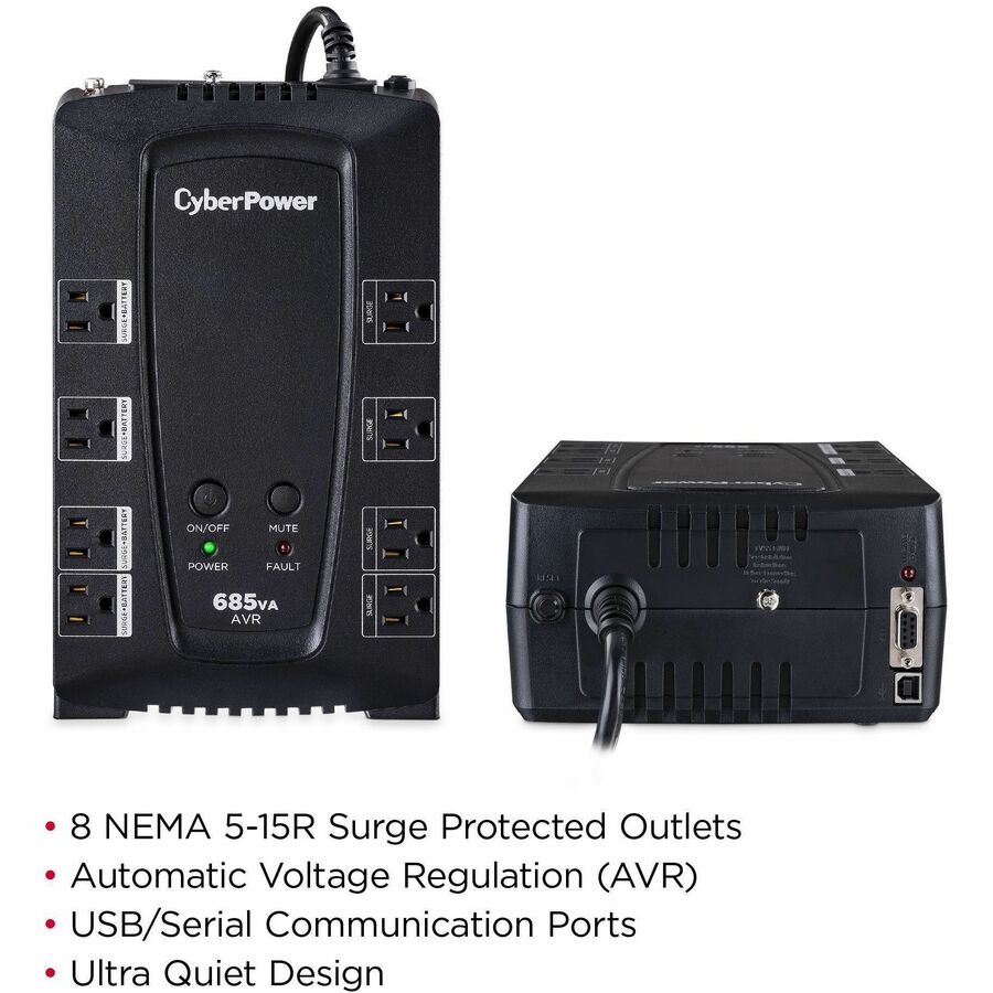 CyberPower CP685AVRG AVR UPS Systems - 685VA/390W, 120 VAC - 8 Outlets