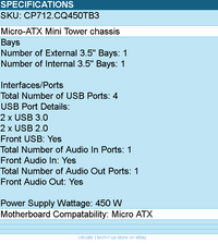 In-Win CS CP712.CQ450TB3 Mini Tower Micro-ATX IP-S450CQ2-0 H - Computer Case